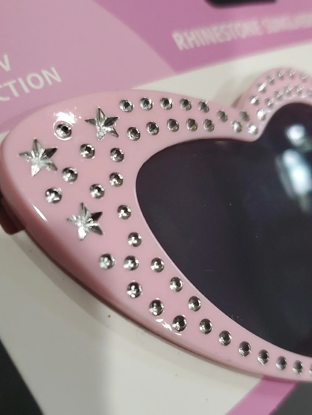 Pink rhinestone studded‎ bling retro heart shaped cat eye Sunglasses brand new